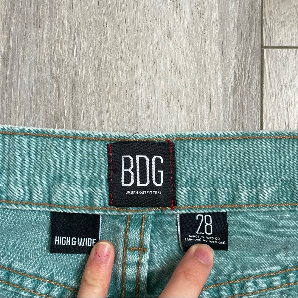 [SOLD] BDG Urban Outfitters High & Wide High Waisted Jeans in Teal - Picture 3 of 6
